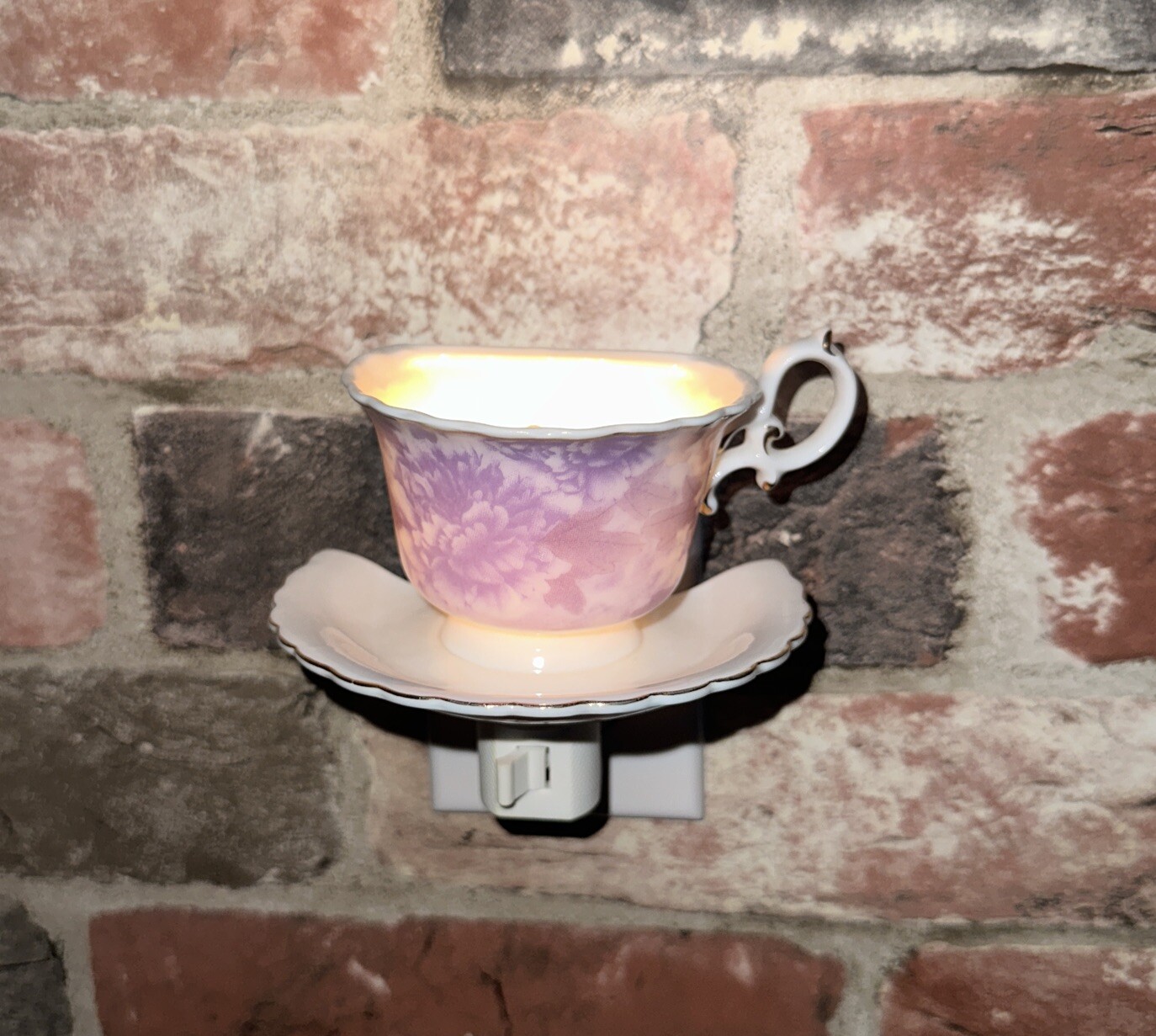 Dynasty Gallery Night Light Plug In Floral Pattern Porcelain Cup Saucer