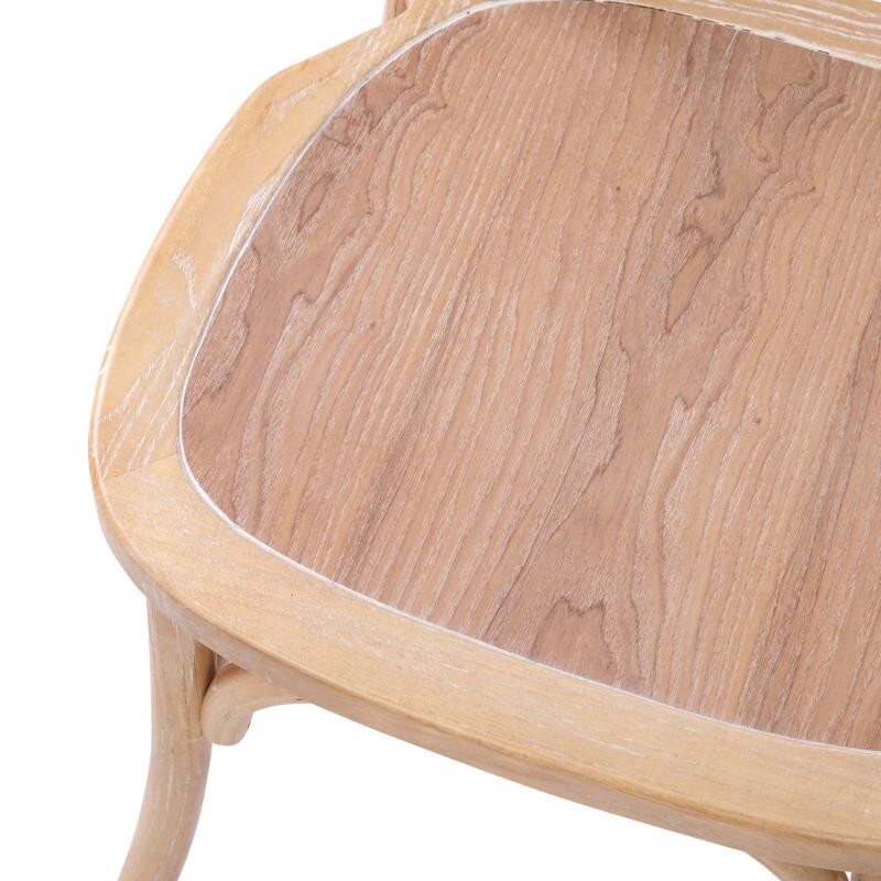 10 PACK Cross Back Driftwood Wood Restaurant Dining Chair - FREE SEAT CUSHIONS