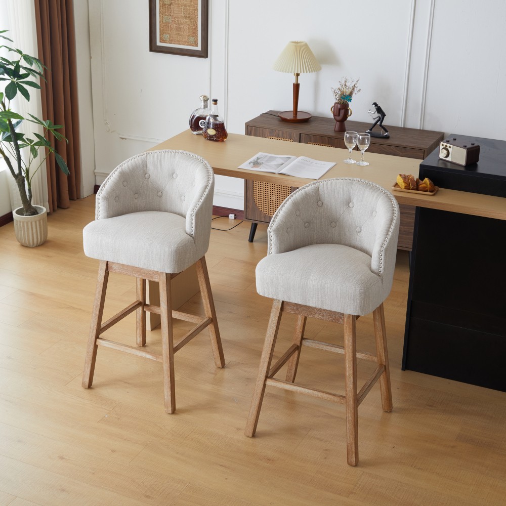 33.25" Swivel Counter Stools Set of 2, Upholstered Counter Height Bar Stools