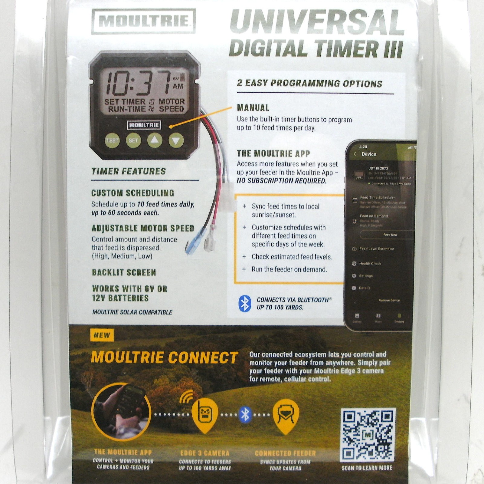 MOULTRIE UNIVERSAL DIGITAL TIMER III 6 / 12 VOLT DEER FEEDER TIMER APP or Manual