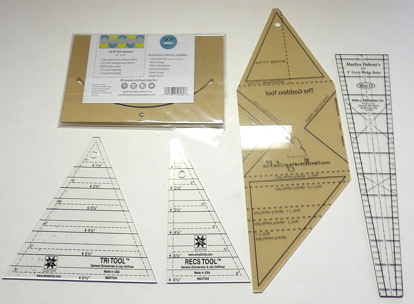 5 ACRYLIC QUILTING TOOLS AND TEMPLATES