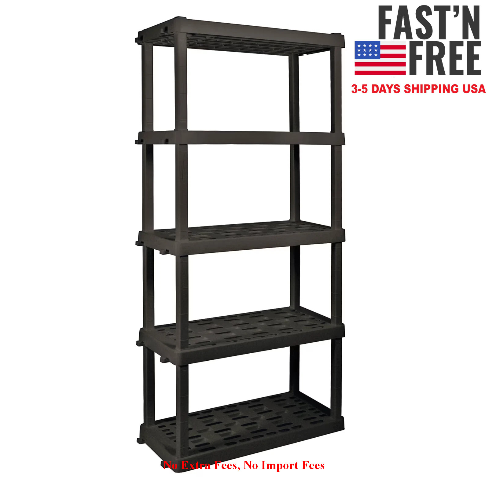 Plastic Storage Shelves Garage Shelving Unit 5-Tier 73.80"H x 17.75"D x 36"W