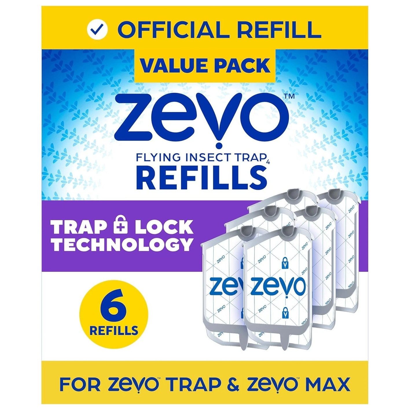 1Pack Zevo Flying Insect Trap Refill Catch Gnats House & Fruit Flies Easy to Use