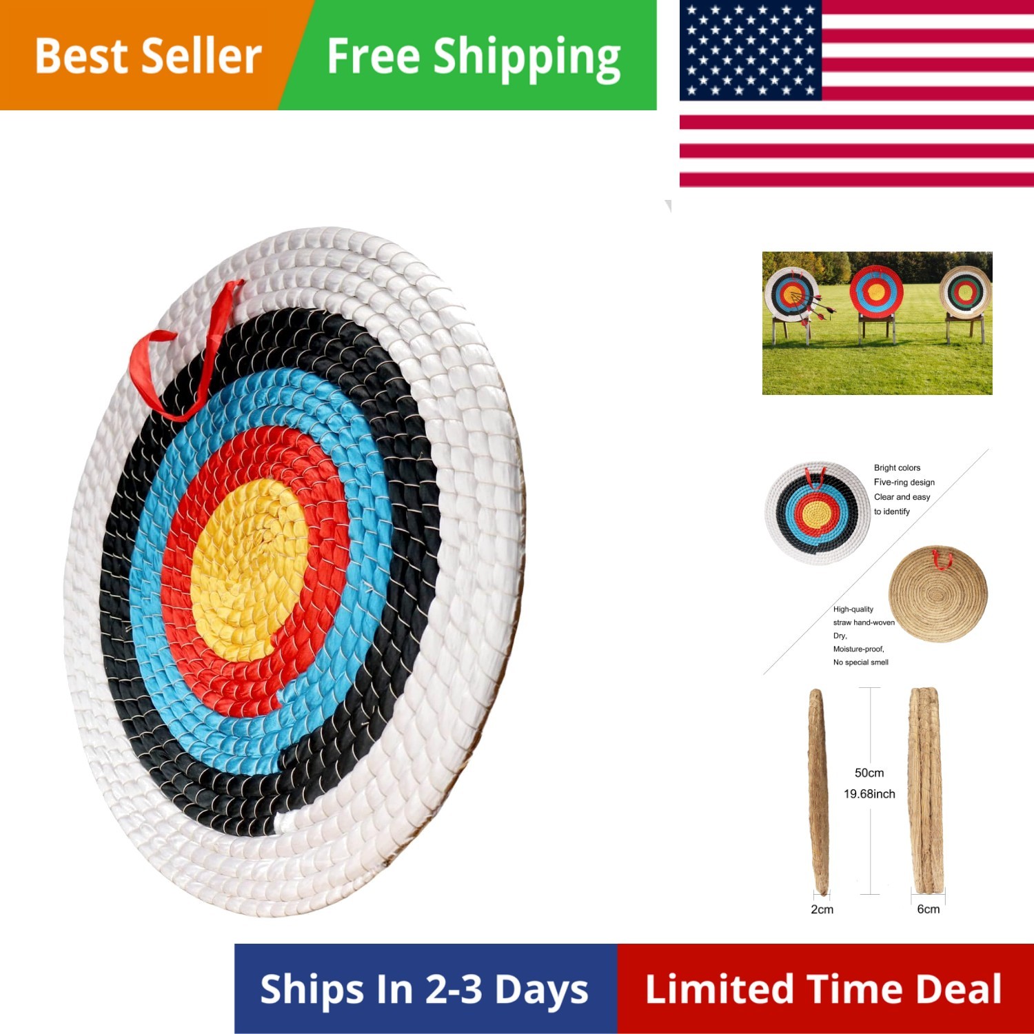 Archery Target - Backyard Straw Archery Target for Recurve Compound or Longbo...