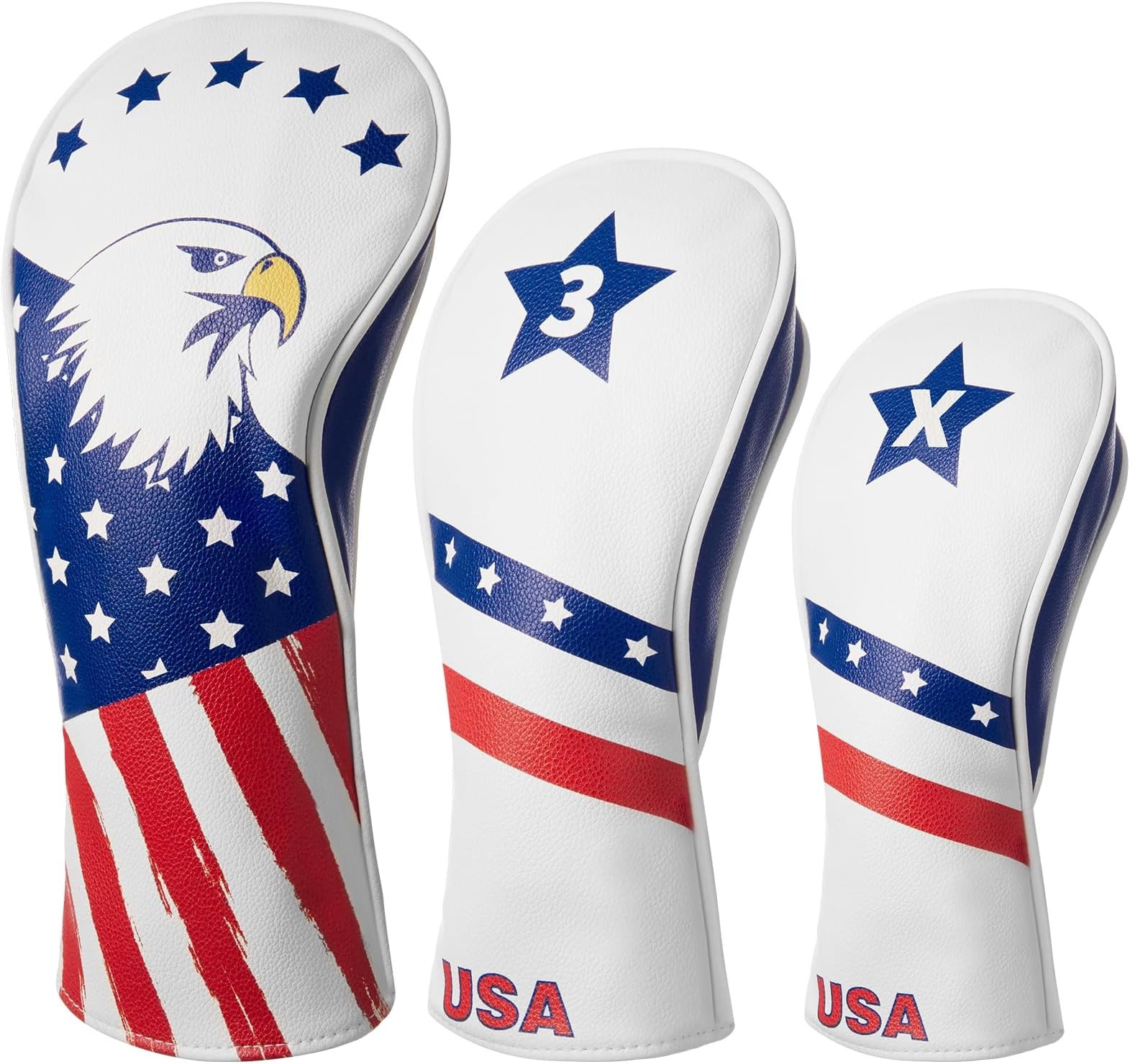 Fitense Golf Head Covers, 3/4 Pack Golf Club Head Covers USA Stars and Stripe...