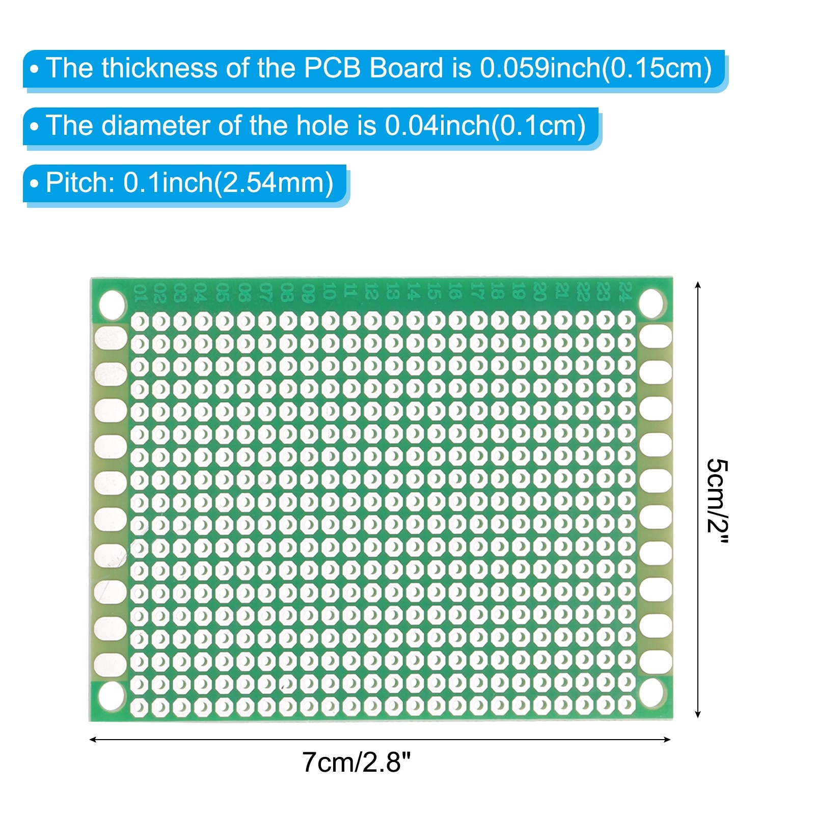 2" x 2.8" PCB Board Circuit 5 Pcs Single Sided Solder Boards Green