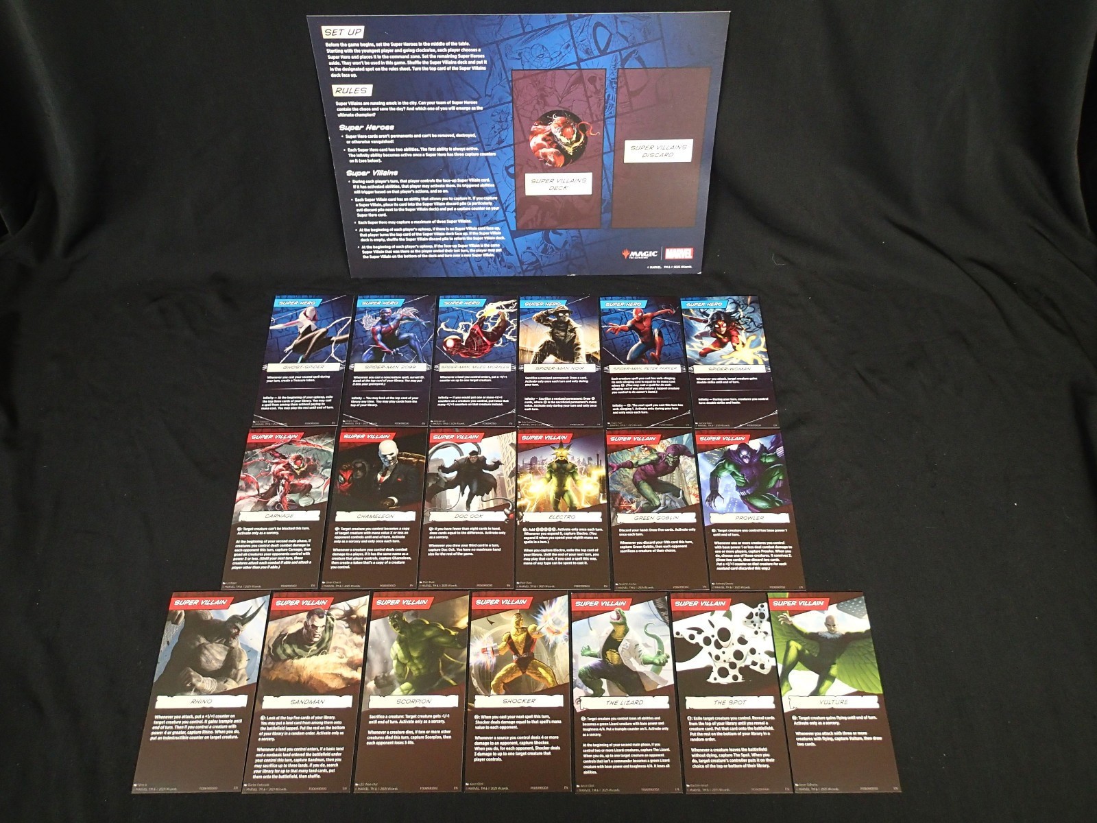 Magic the Gathering MTG Spider-man Commander Party All 19 Hero Villain Cards Set