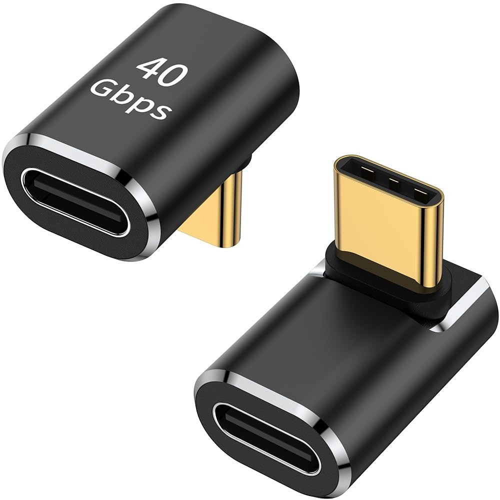 USB C 90 Degree Adapter, Right Angle L Shape USB Type C Male to Female (2 Pack)