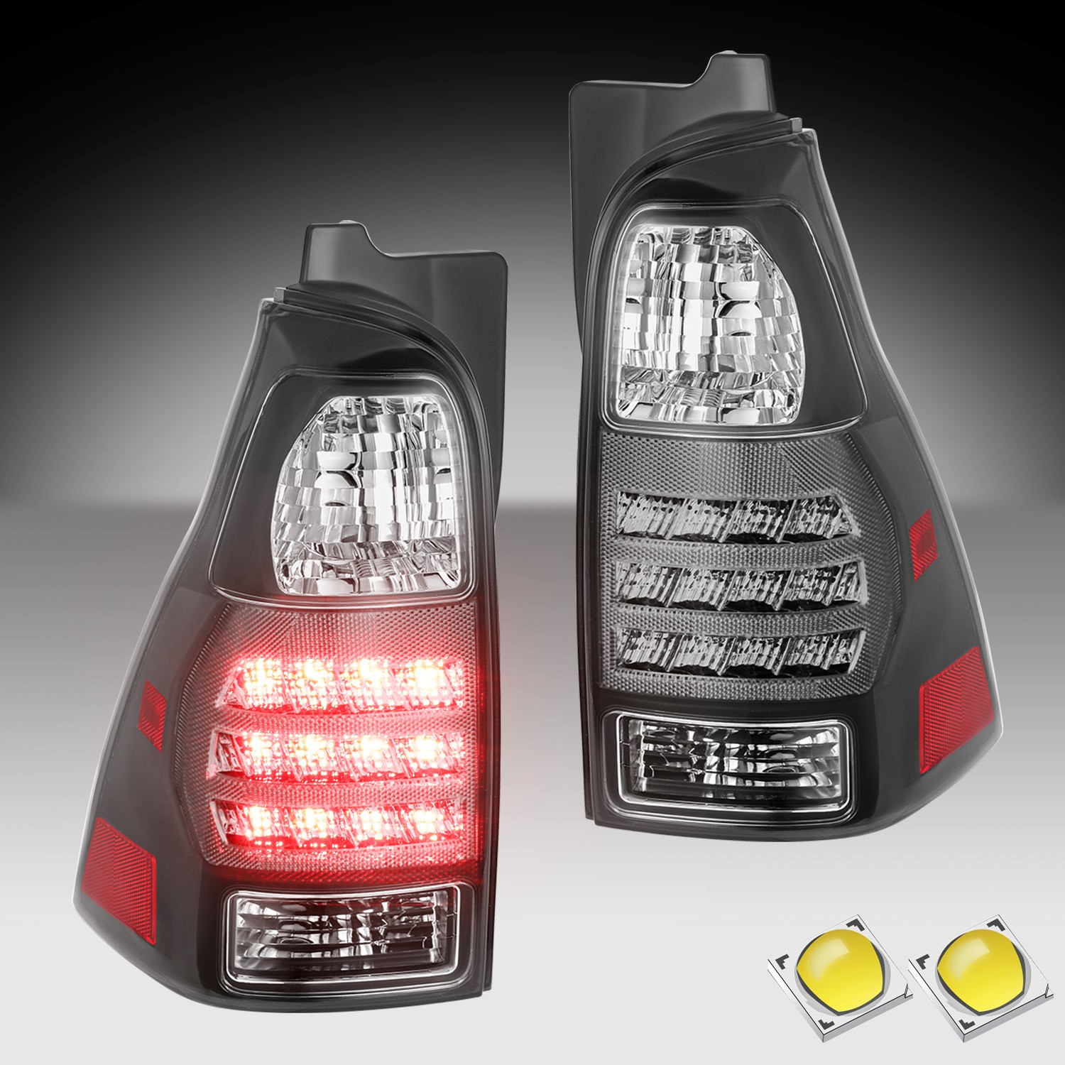 For 2006-2009 Toyota 4Runner LED Black Left+Right Rear Tail Lights  06-09
