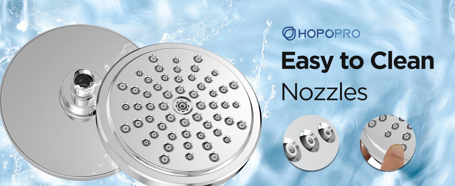 High Flow Shower Head - High Pressure Rain - 7 Inch Rainfall Spray Showerhead -
