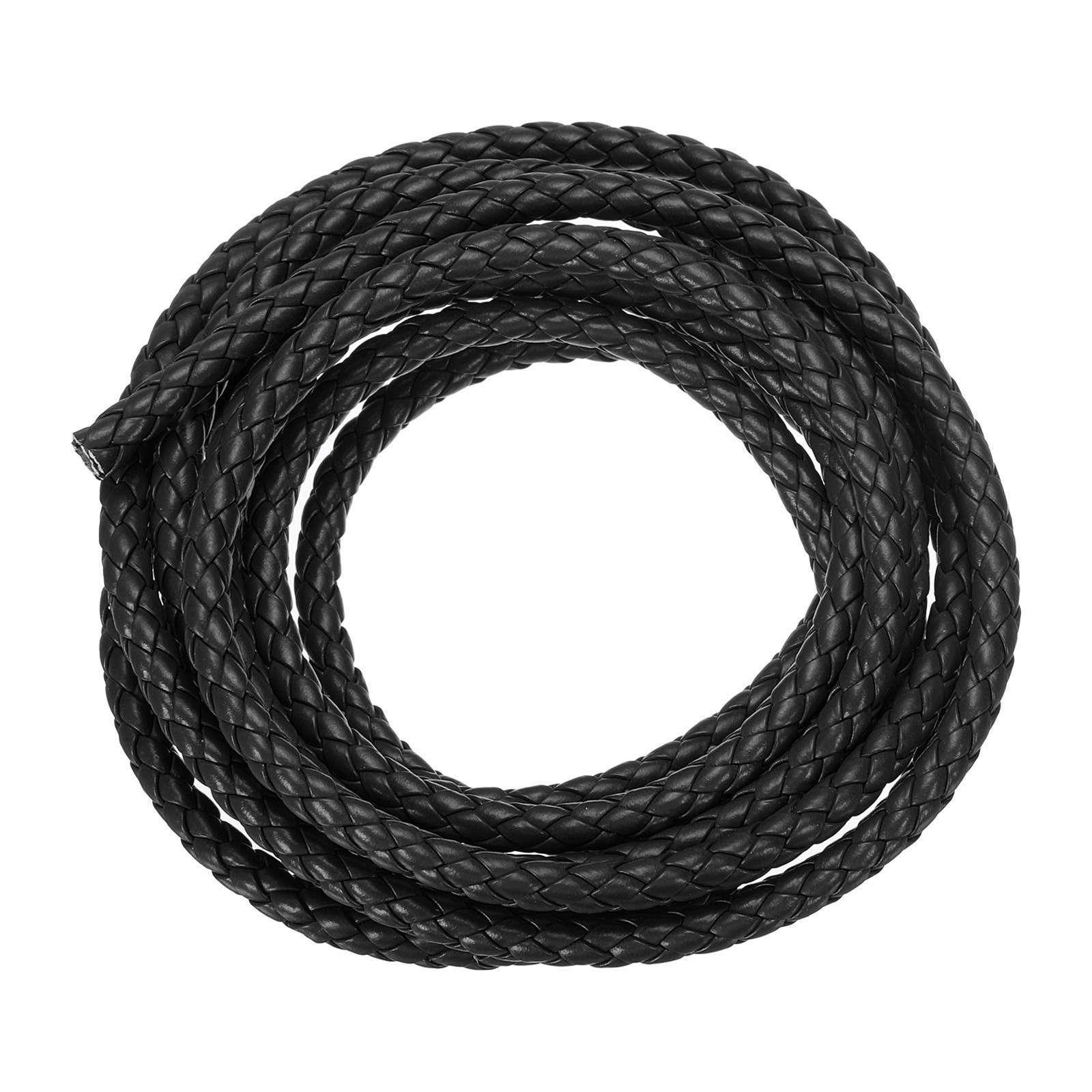 5mm 2 Yards Braided Leather Cords Round Leather Strap Necklace Black