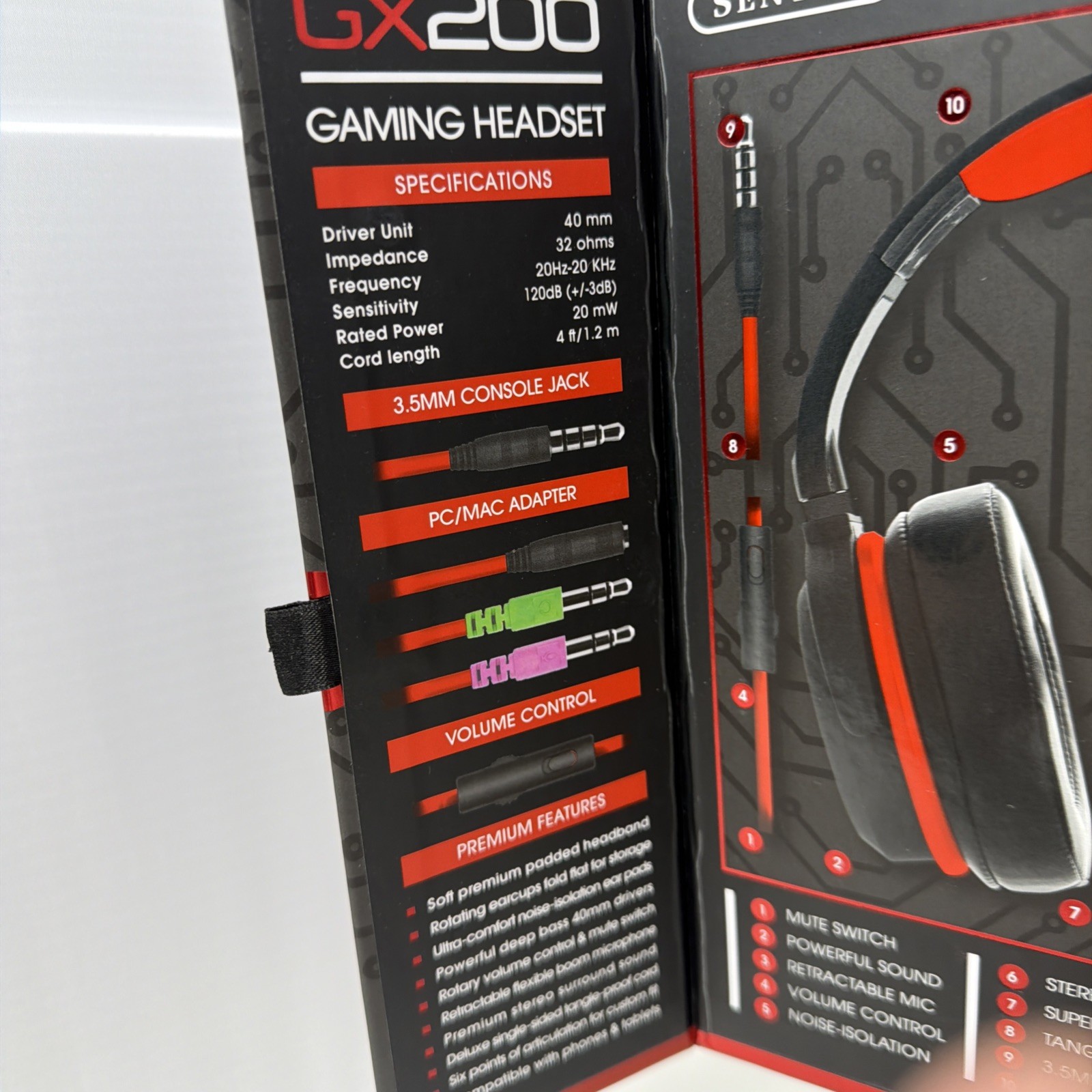 Sentry GX200 Red Gaming Headset PS4/XBOX One/Switch/PC