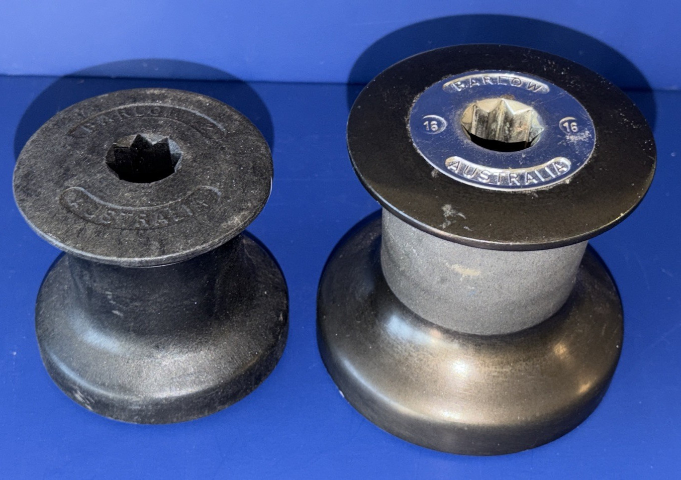 NOS 2 Barlow Winches Aus 16-12  16-Base 4 3/8" Drum 2 3/4"  12-B 3 5/8" D 2 5/8"