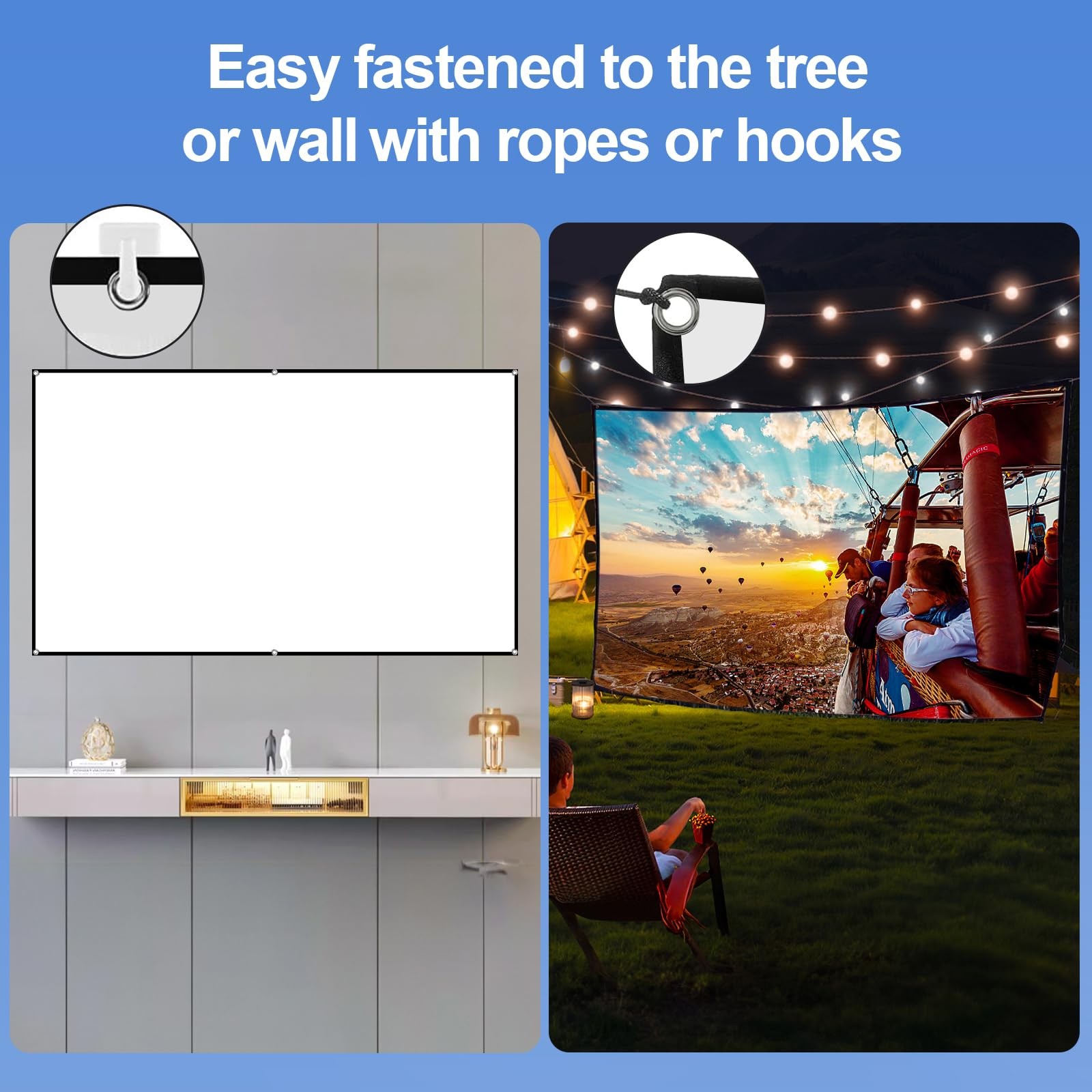 Docooler Projector Screen, 80 Inch 16:9 Foldable Projection 72-Inch