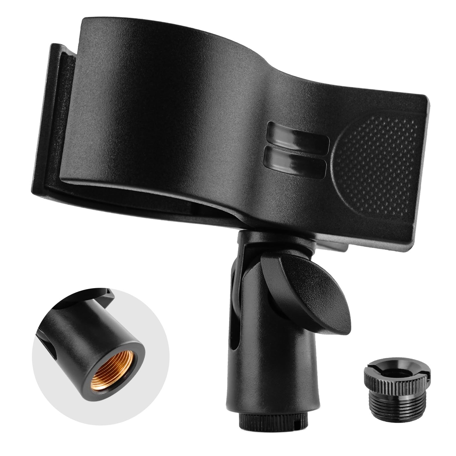 BILIONE Microphone Holder, Large Mic Accessory Clip for Stands, 1Pcs, Black