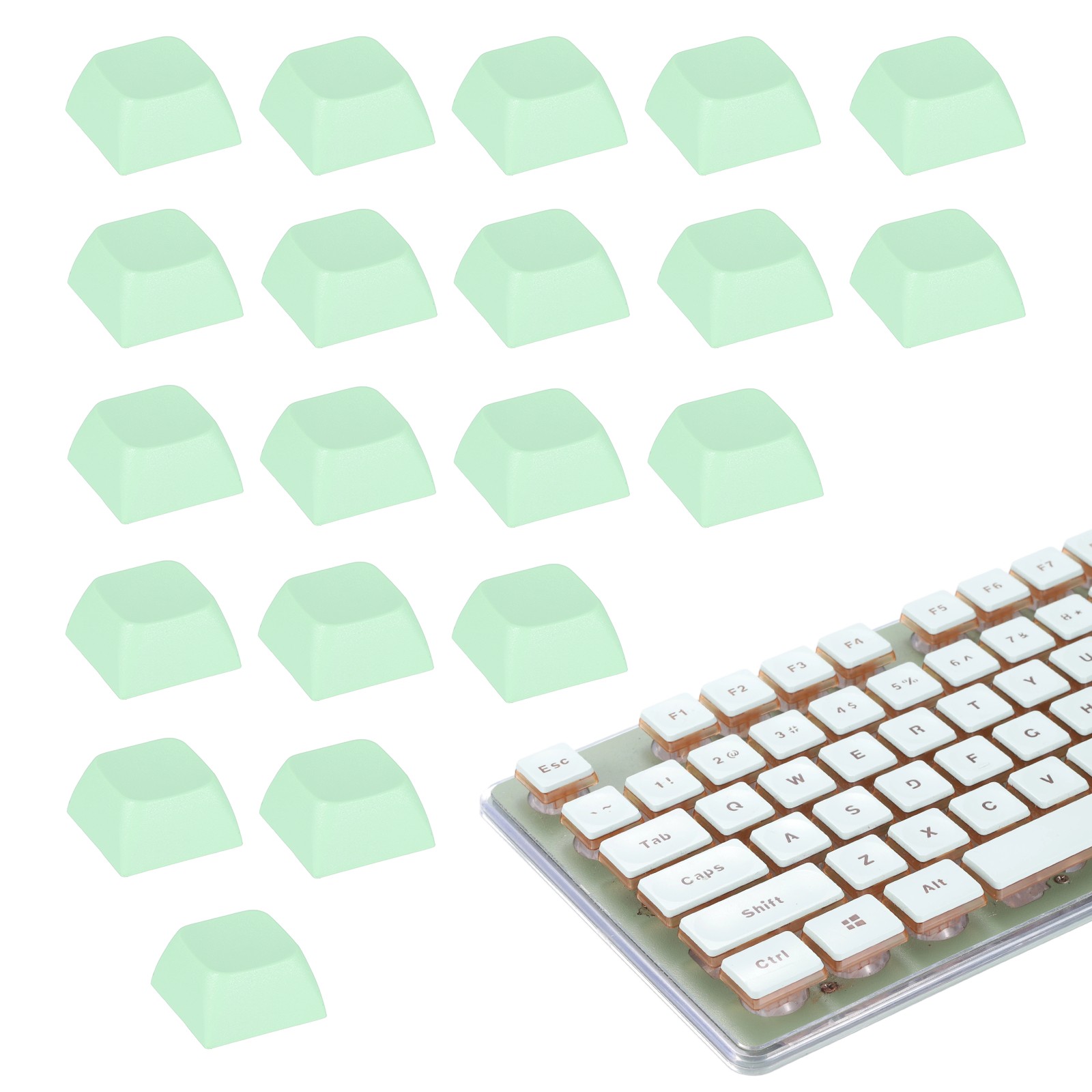 20Pcs XDA Profile Keycap Set PBT Mechanical Numeric Keypads, Light Green