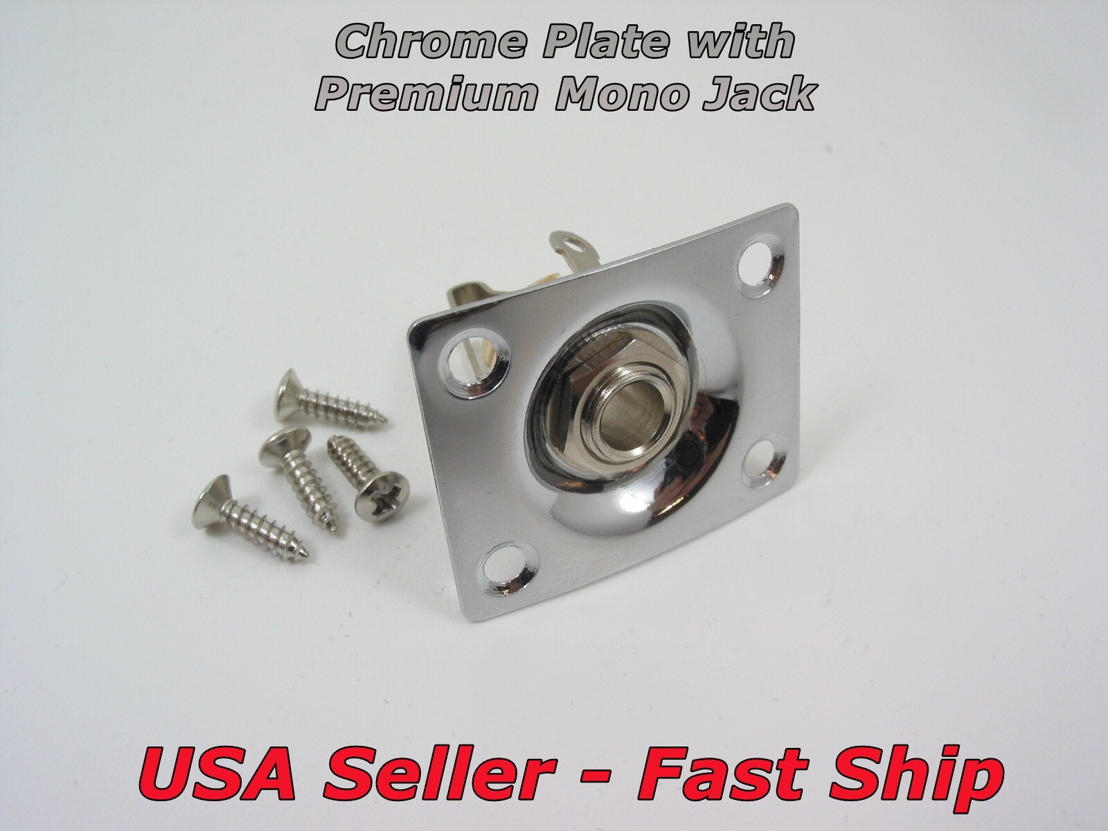 Jack Plate with Premium Output Jack For Telecaster, Les Paul, Tele LP - Chrome