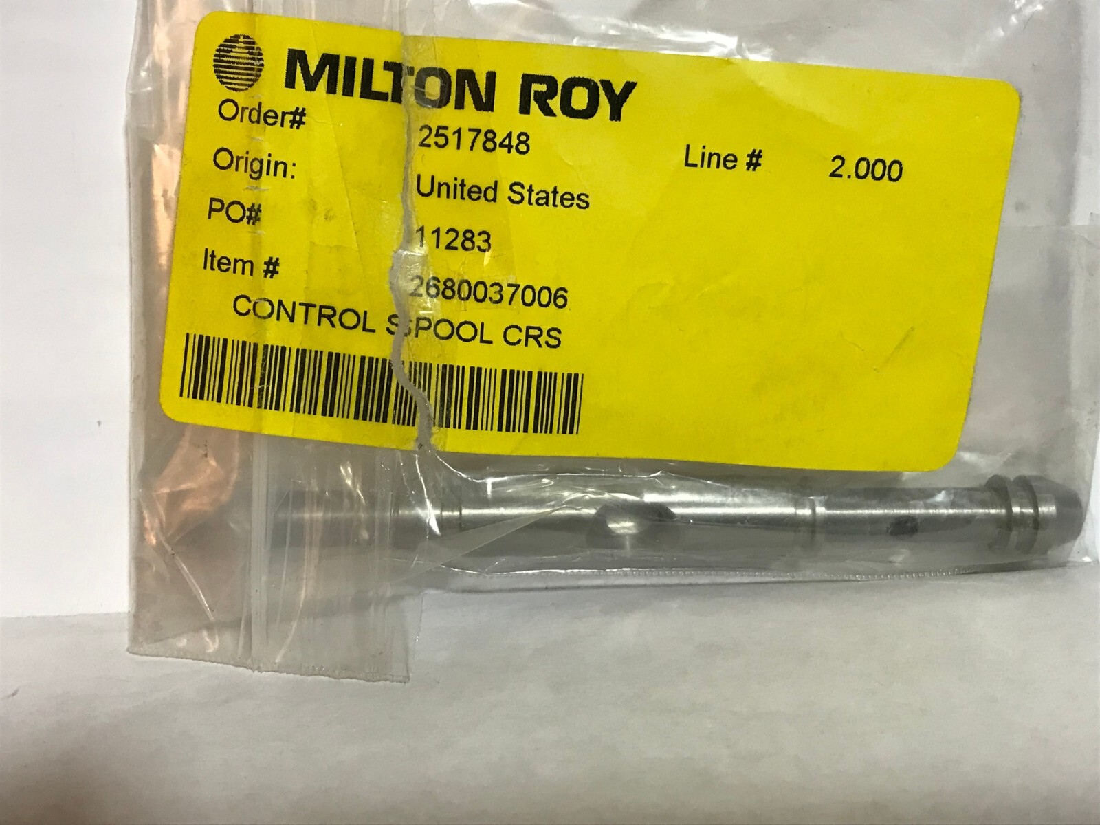 Milton Roy Pump Part control spool crs  # 2680037006              RACK A