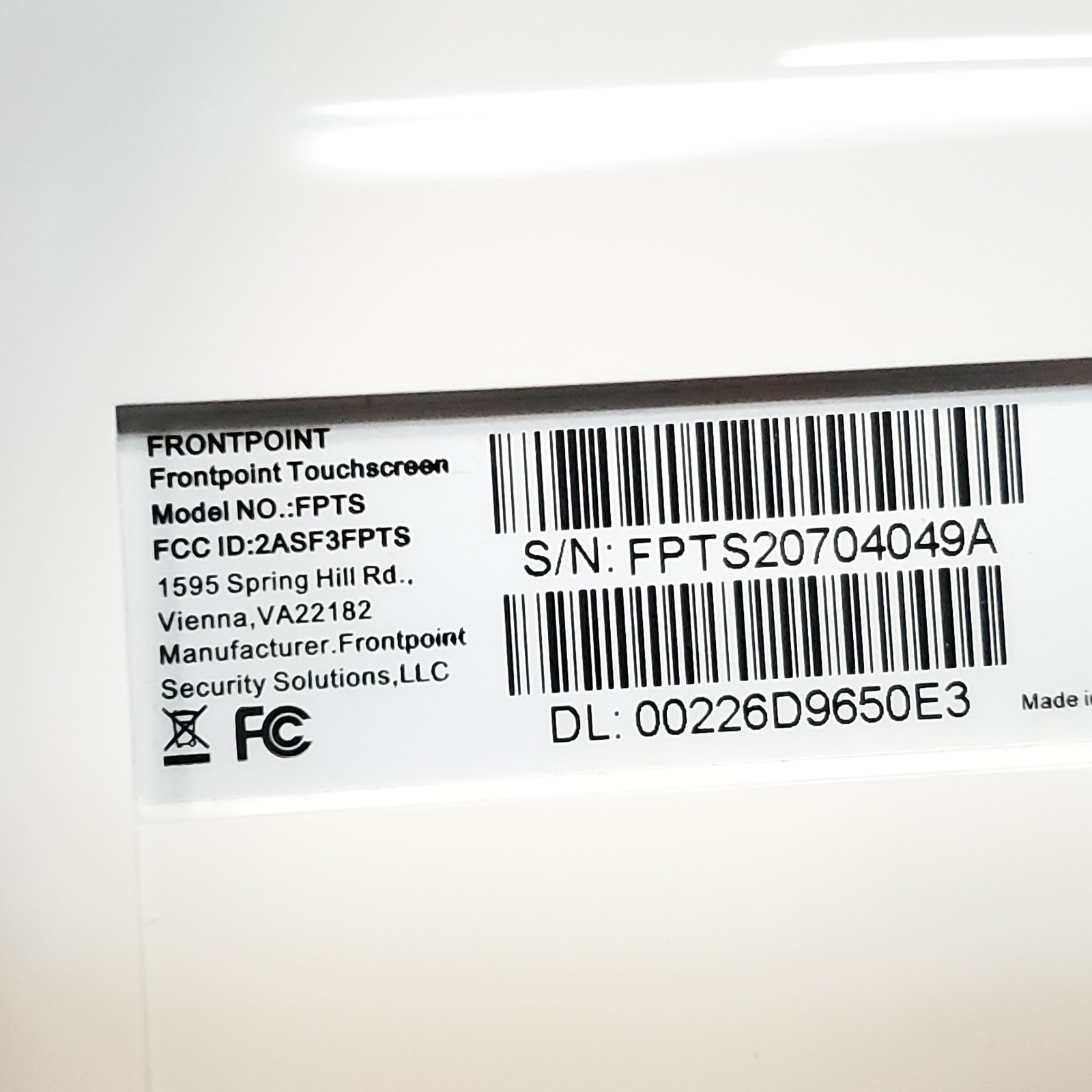 Frontpoint Touchscreen Panel (Model FPTS) New In Box