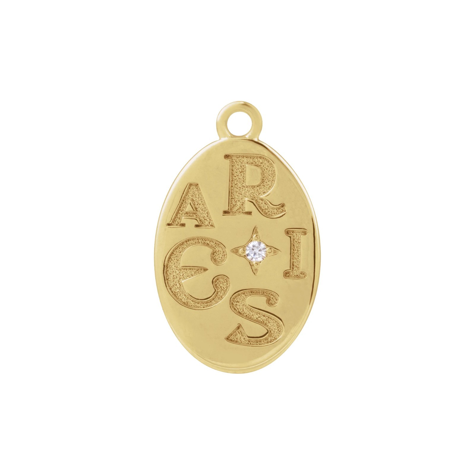 14K Yellow Gold .008 CT Natural Diamond Aries Zodiac Dangle