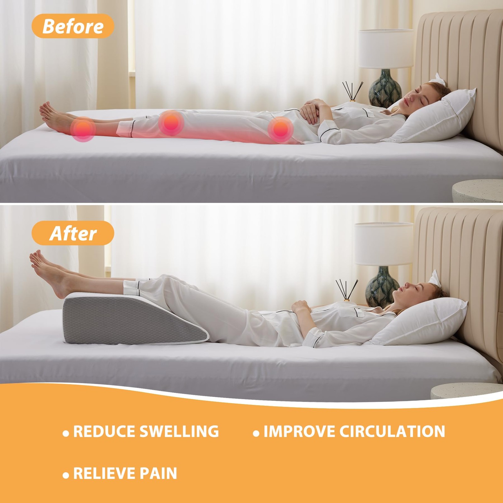 Leg Elevation Pillows, Leg Pillows for Sleeping, Cooling Gel Memory Foam Top,...