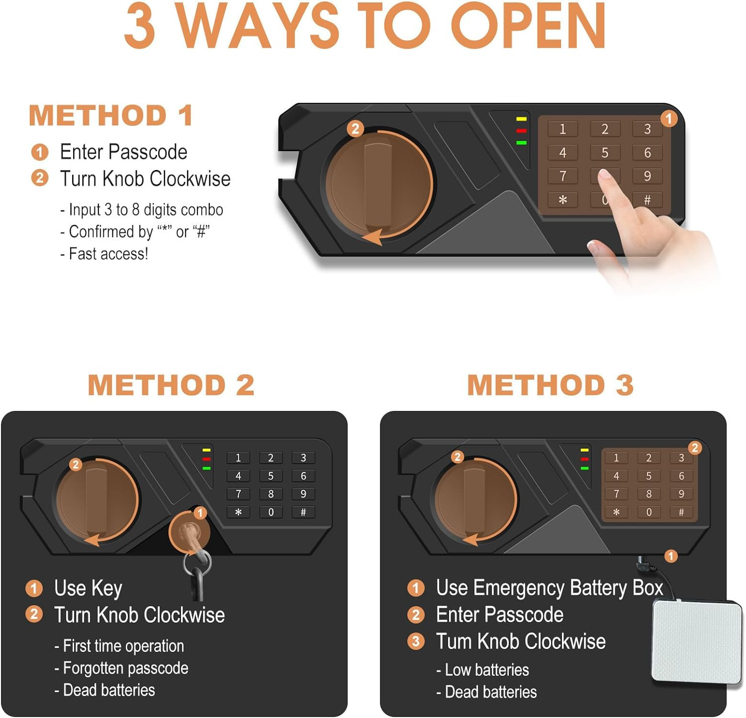 1.2 Cub Small Fireproof Safe for Home Use, Digital Home Safe Fireproof Waterproo