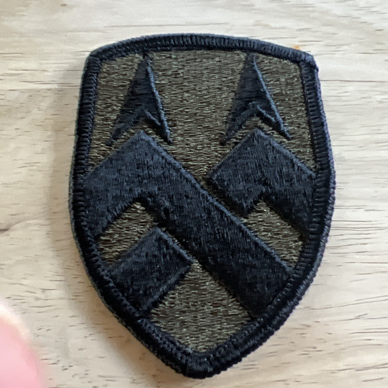377th SUPPORT COMMAND PATCH - SUBDUED COLOR BLACK ON OLIVE