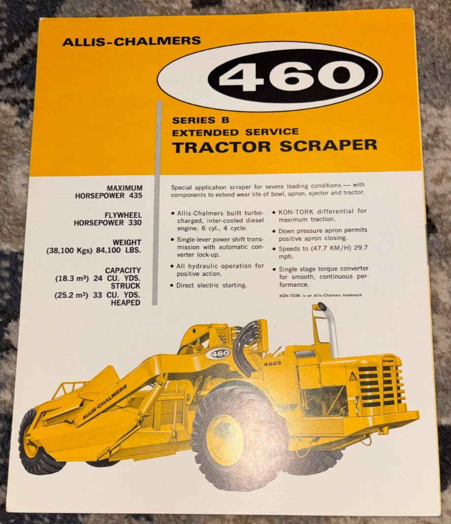 Allis Chalmers 460 Series B Extended Service Tractor Scraper Brochure AMIL25