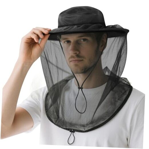 Mosquito Net Hat, Sun Hat for Women Men, Upgraded Gardening Hat 7 1/8 Black
