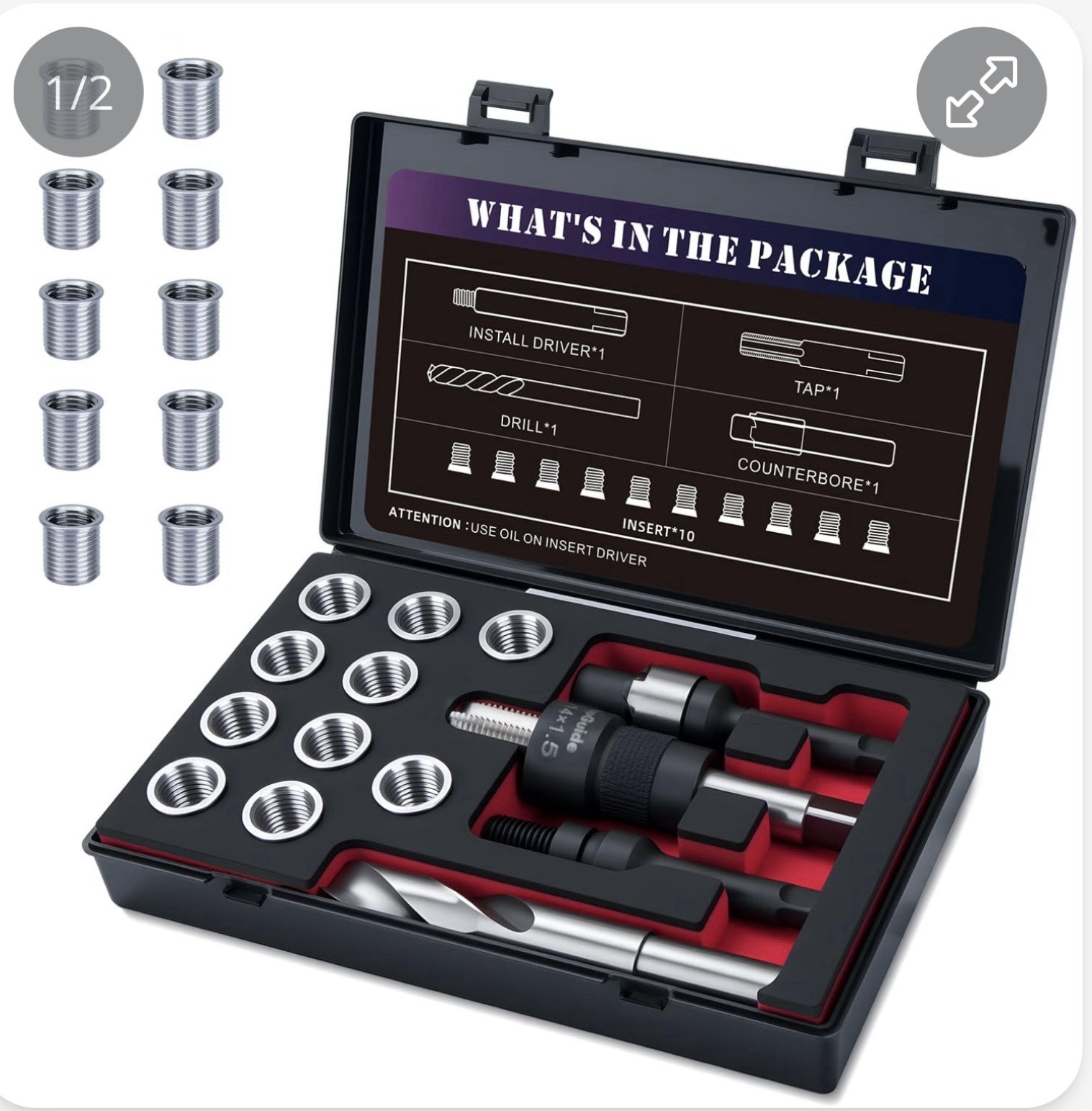 SENNMONN M14X1.5 Thread Repair Kit with Insert HSS Drill, Tap, Counterbore, I...