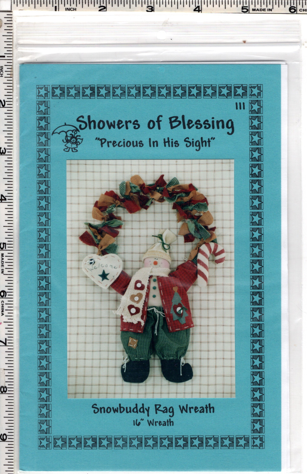 Snowbuddy Rag Wreath ©1995 Showers of Blessing Sewing Craft Pattern # 111 UNCUT