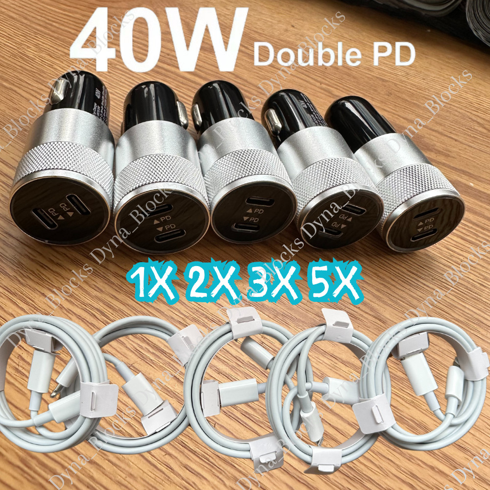 40W Fast Car Charger USB-C Type C Cable Lot For iPhone 15 Pro Max iPad Samsung