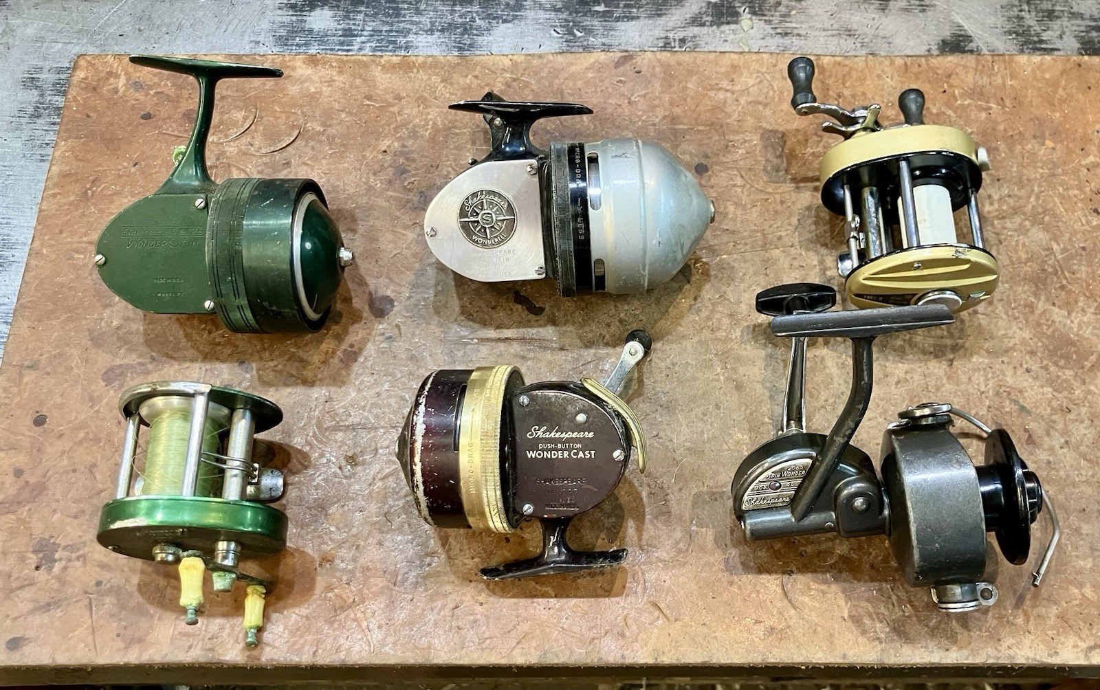 Lot of 6 Vintage Shakespeare Fishing Reels • 1969, 1921, 2065, 1777, 1810, 1785