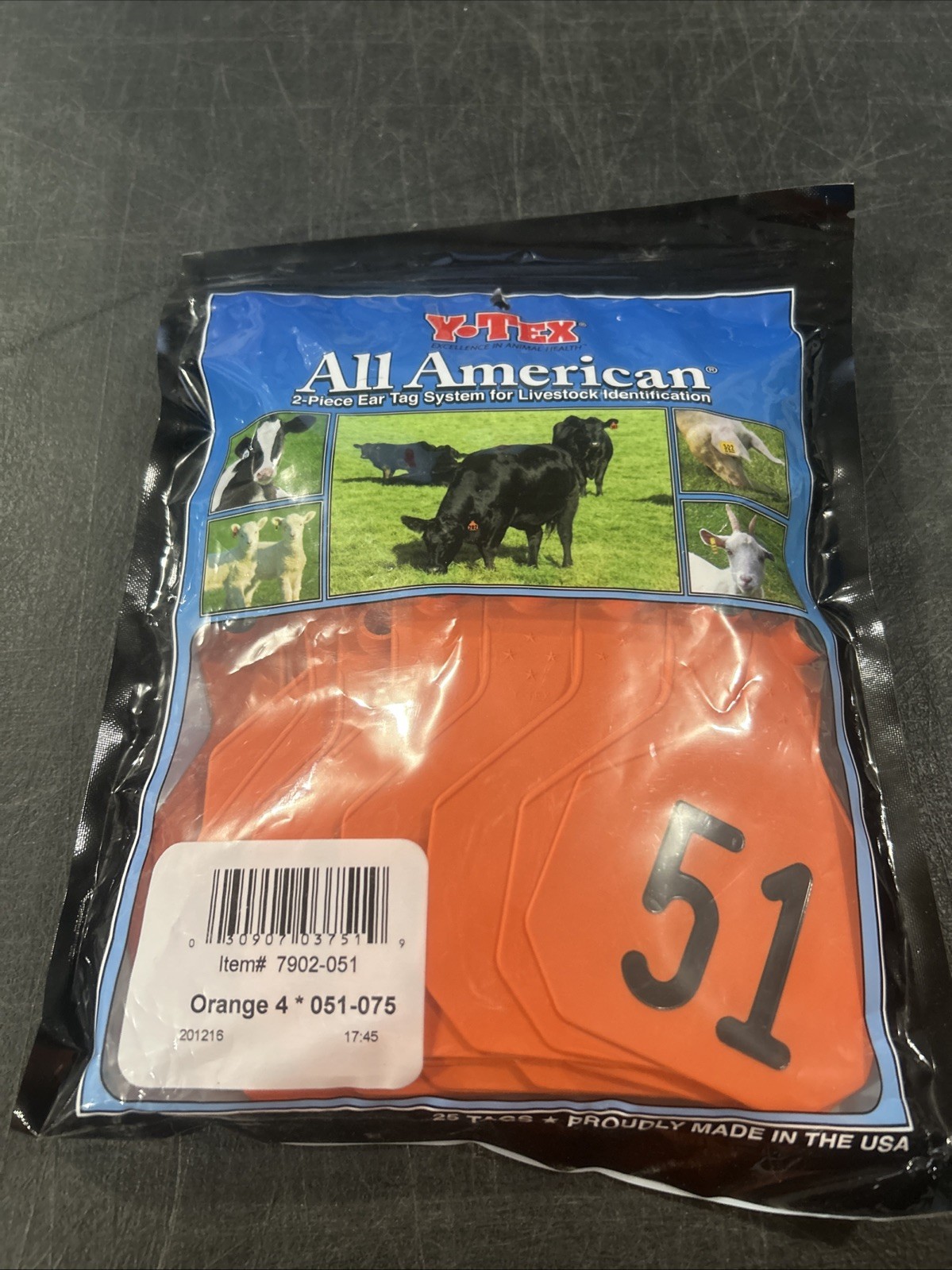 New YTex 4 Star All American Large  Cattle ID Ear Tags Orange Numbered 051-075