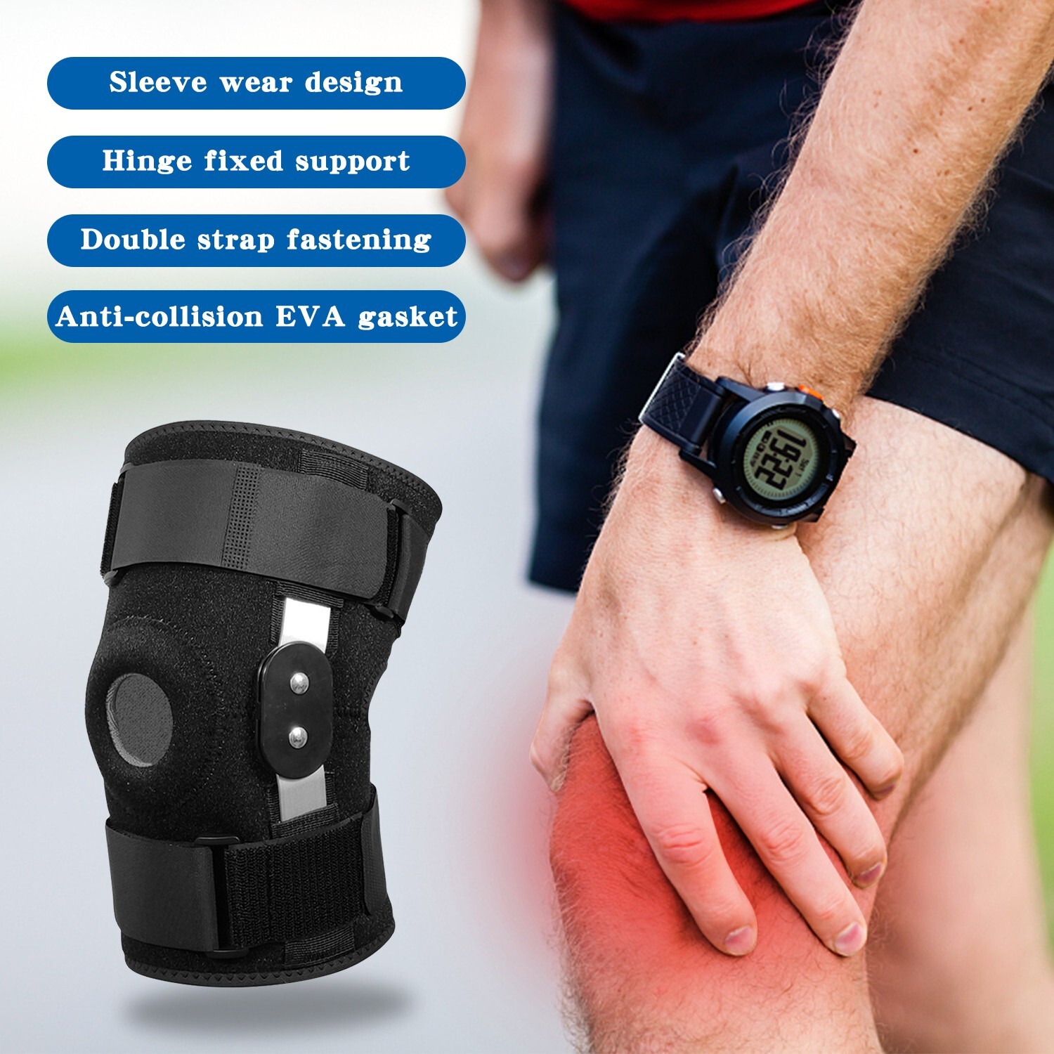 Hinged Open Patella Knee Brace Compression Sleeve Joint Support Stabilizer Wrap
