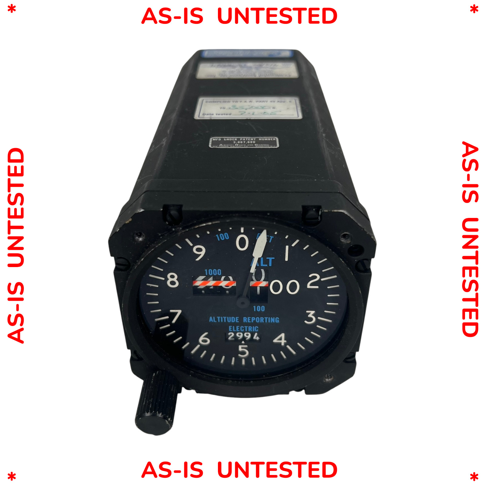 Aircraft Radio Control ARC EA-401A Encoding Altimeter 42540-31288 Untested As Is