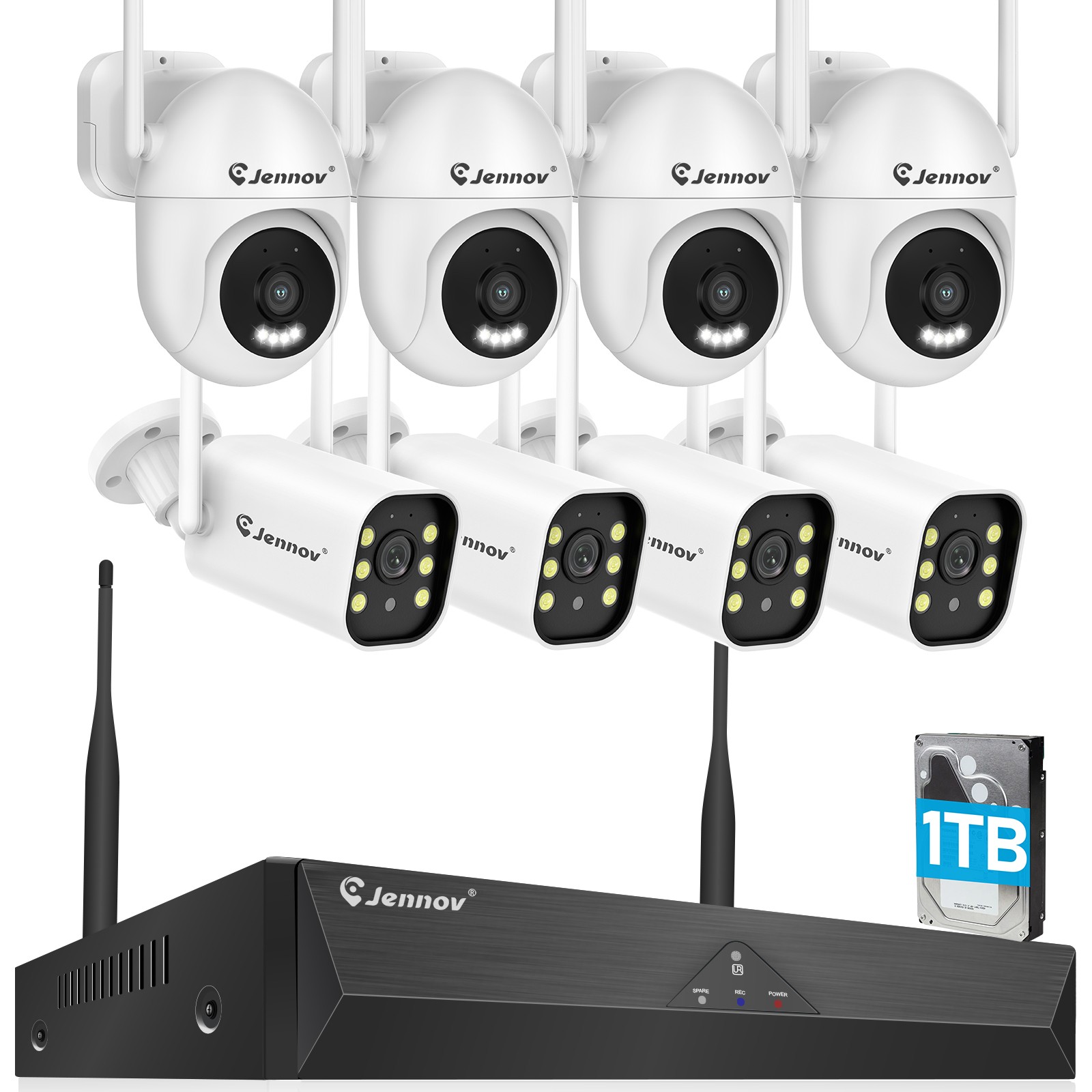 Wireless Security Camera System WIFI 10CH NVR Two-Way Audio 5MP Recording