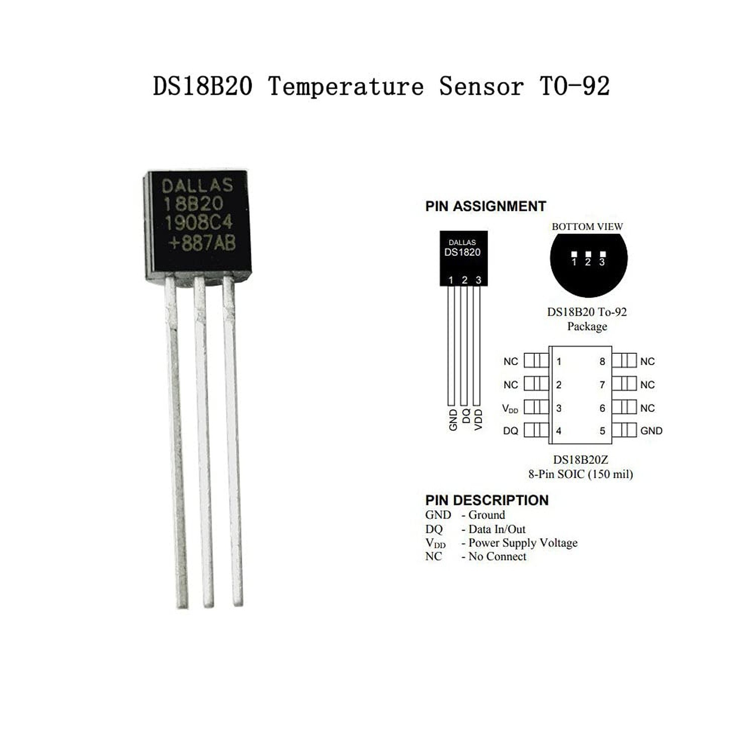 2 Pack Temperature Sensor Module Kit with Waterproof Stainless Steel Probe, T...