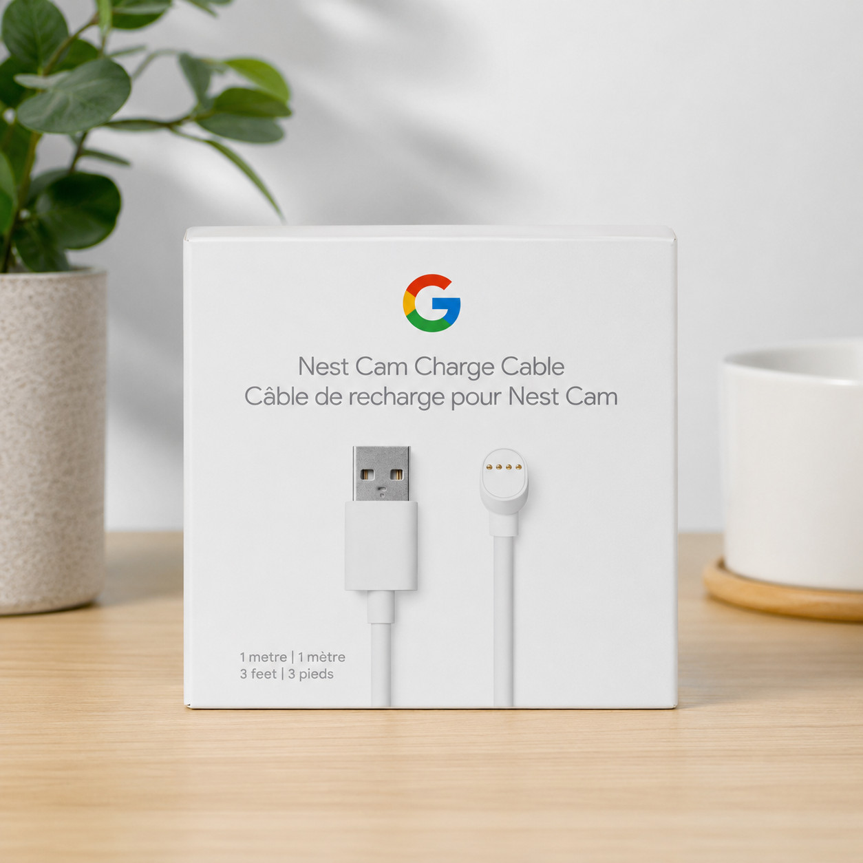Google Nest Cam Charge Cable, 1 Meter - Snow GA02279-US