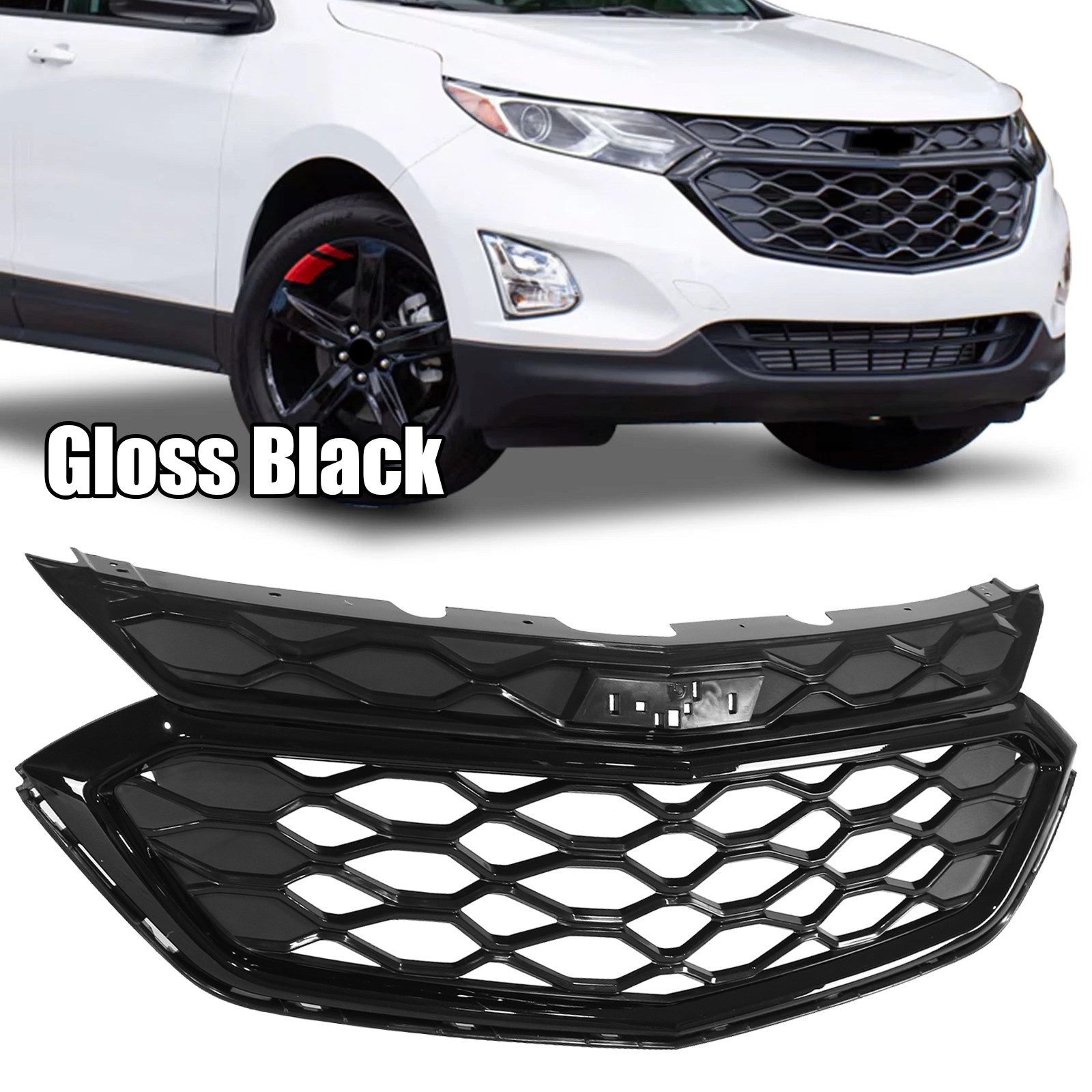 Fit For 2018-2021 Chevrolet Equinox Front Bumper Upper Grille Grill Mesh Glossy