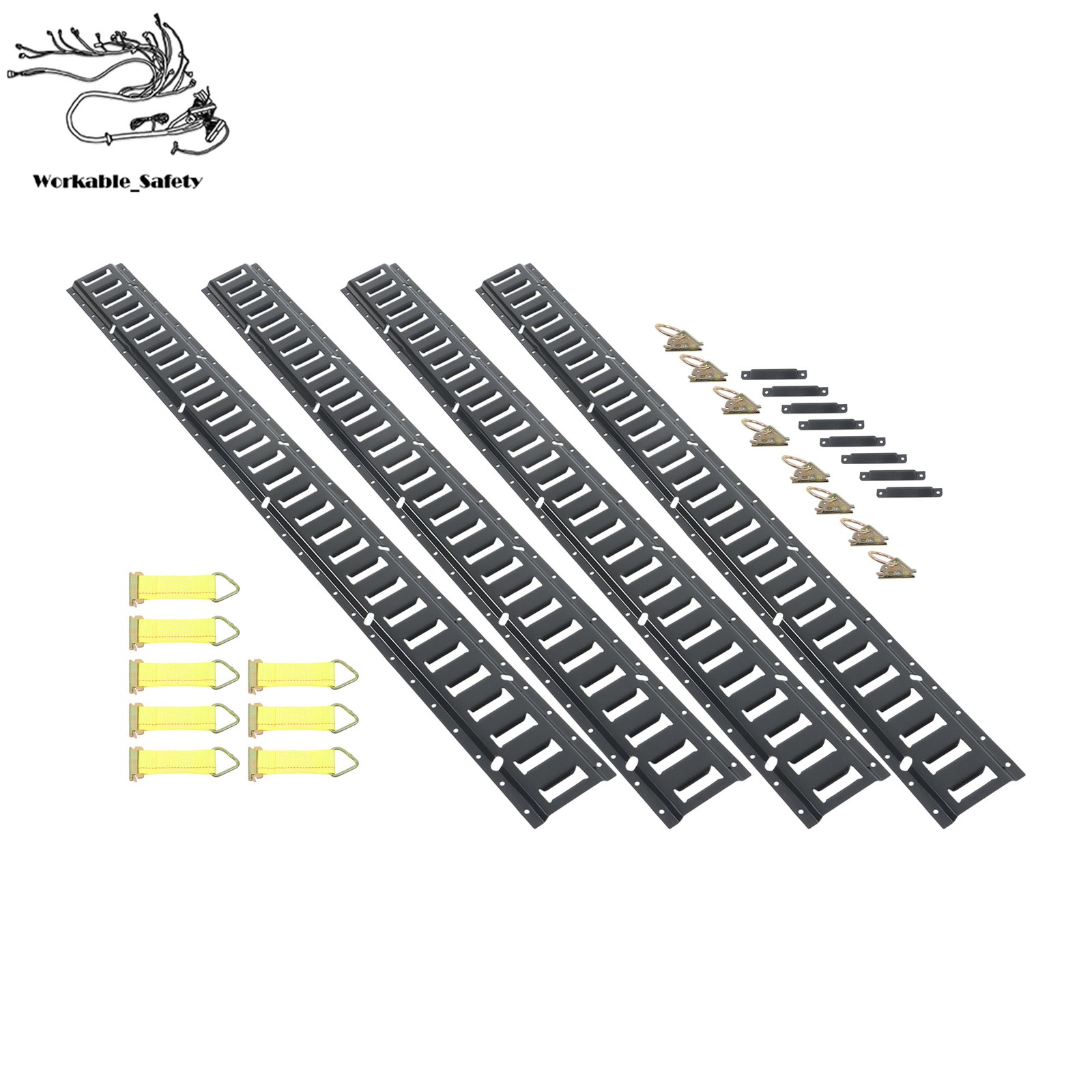 BLK 28 Pack 5 Foot E Track Rails, Powder Coated Steel For Cargo Trailer Tie Down