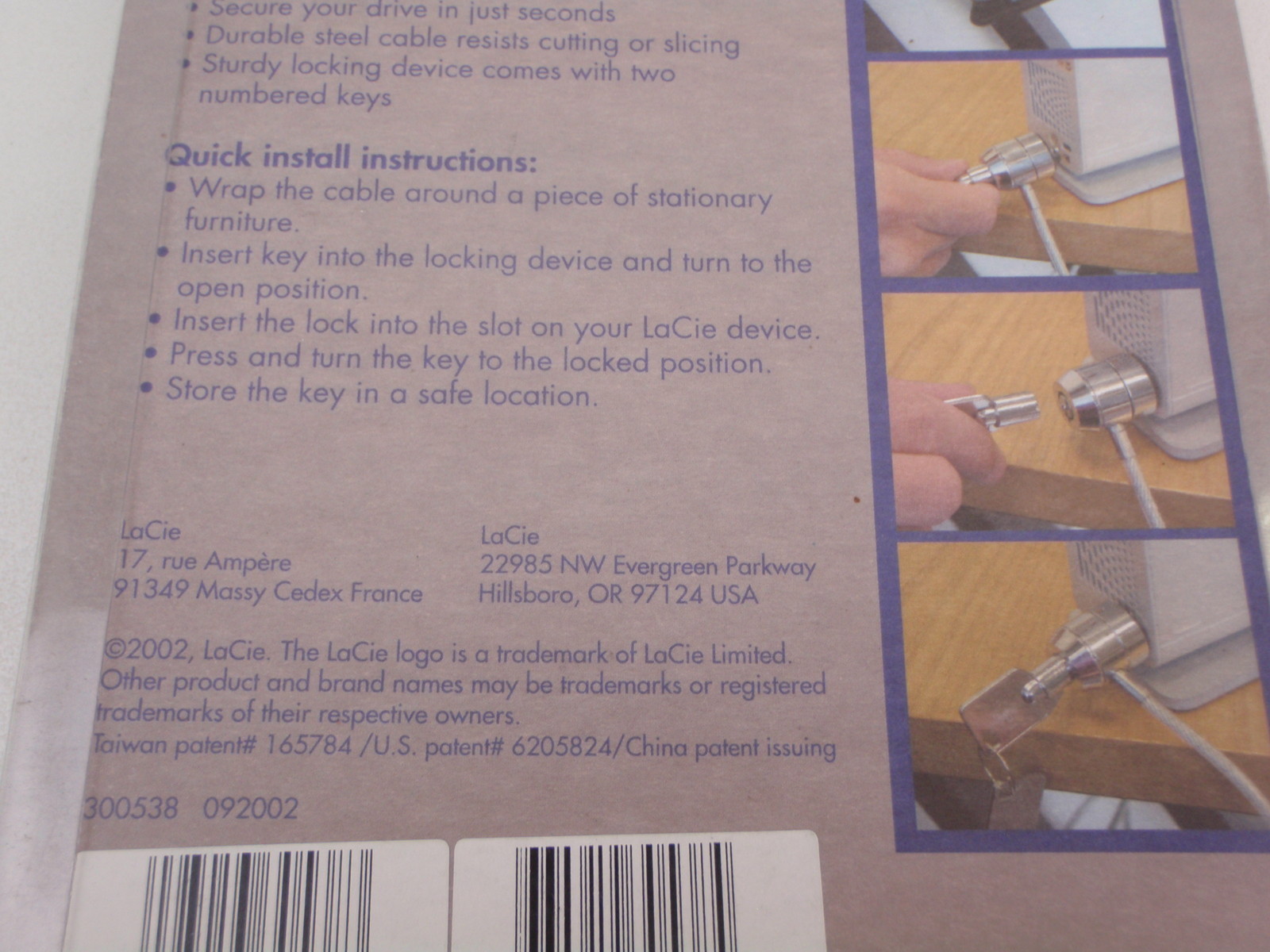 LACIE NOTEBOOK HARD DRIVE PC SECURITY LOCK NEW