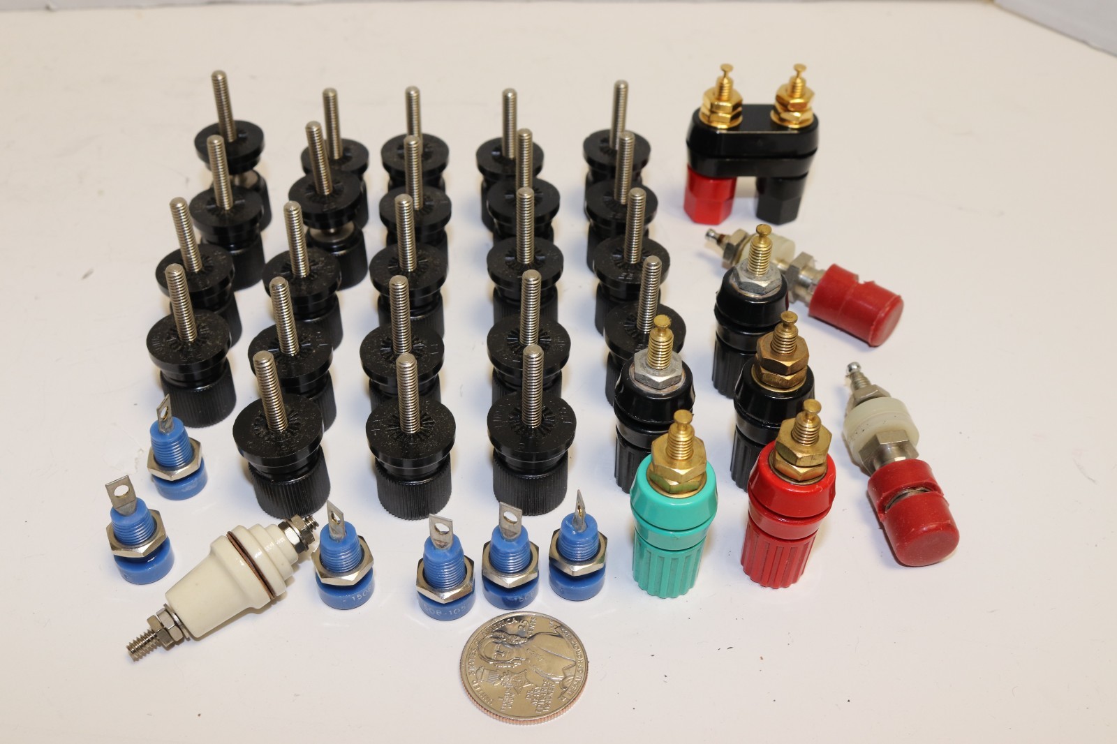 HUGE LOT OF STAND OFF POSTS - MOSTLY EBY (BLACK) - AS PICTURED