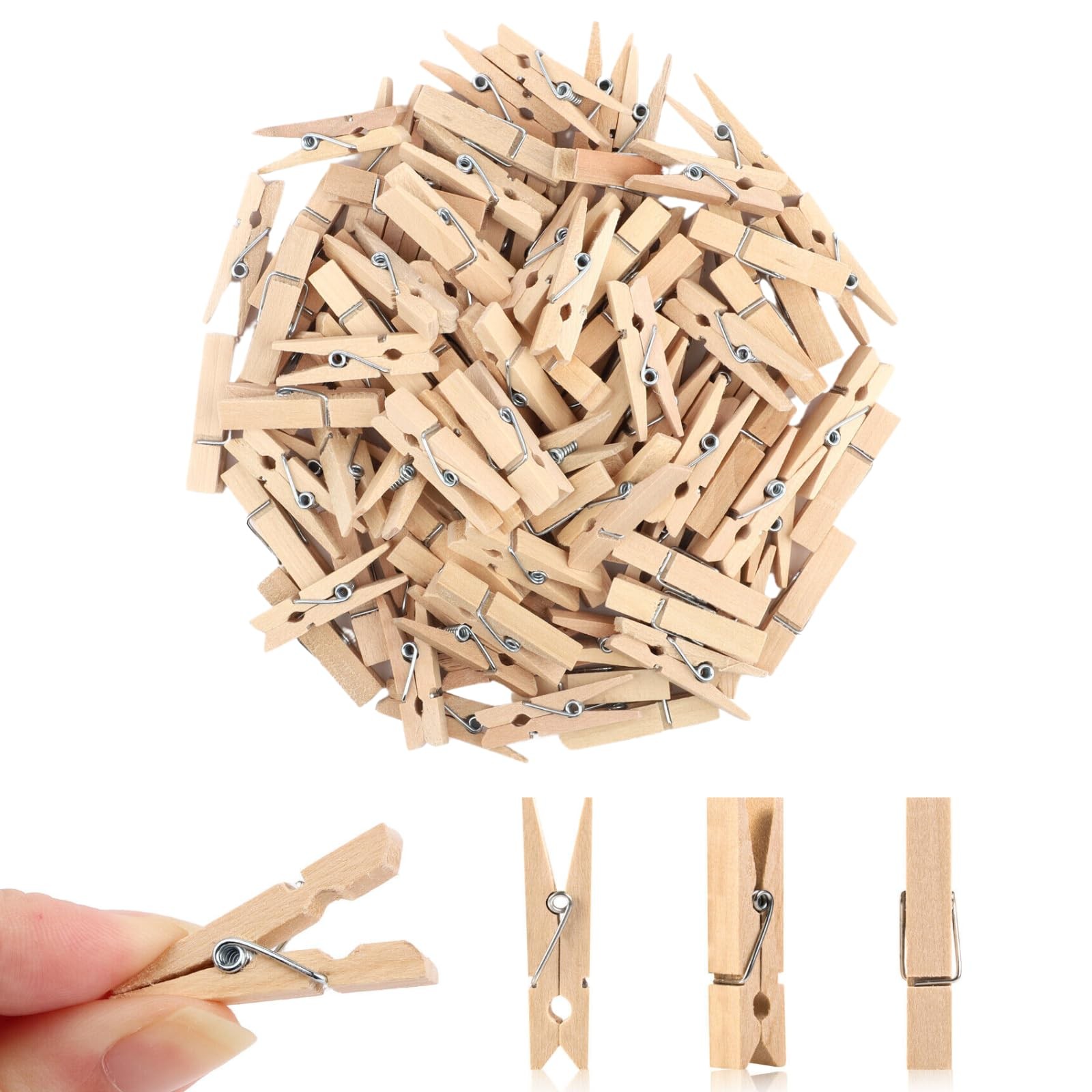 Small Clothes Pin, Mini Clothespins, 100 PCS Mini Clothes Pins Wooden with St