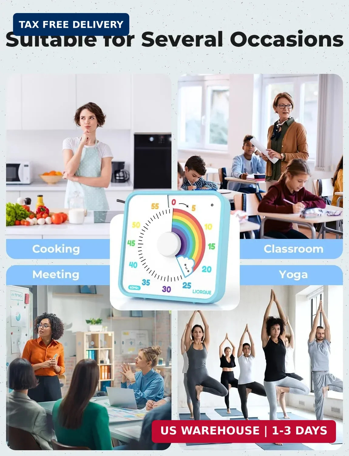 LIORQUE 7.5-Inch Large Visual Timer, 60-Minute Classroom Timer Magnetic | Non-Ti