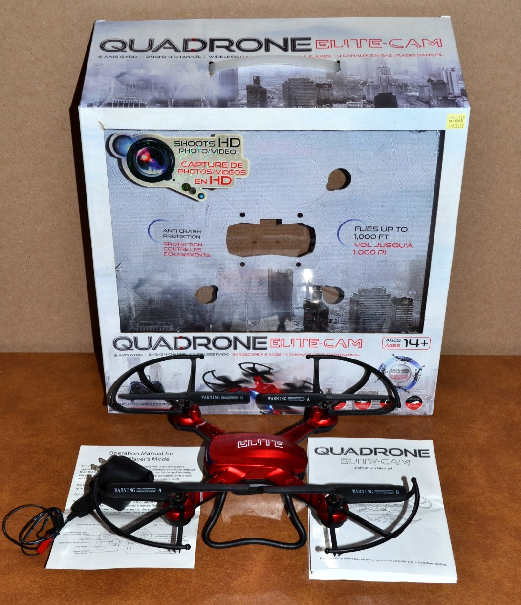 Quadrone Elite-Cam 2.4Ghz 1000' RC Camera Drone with Box - No Remote