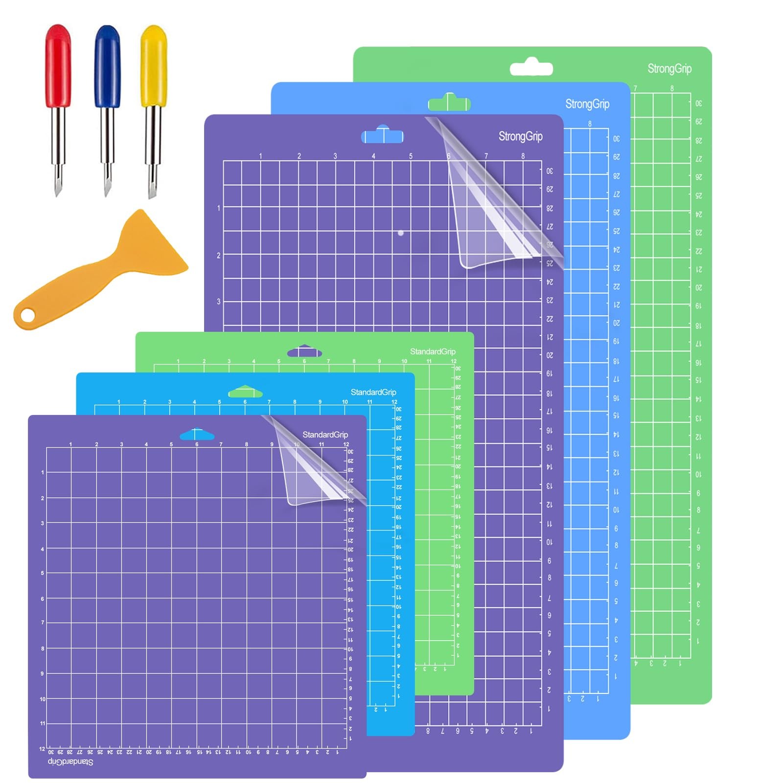 6PC 12x24" & 12x12" Cutting Mats for Cricut Explore Air 2/One/Maker 3 - Grip