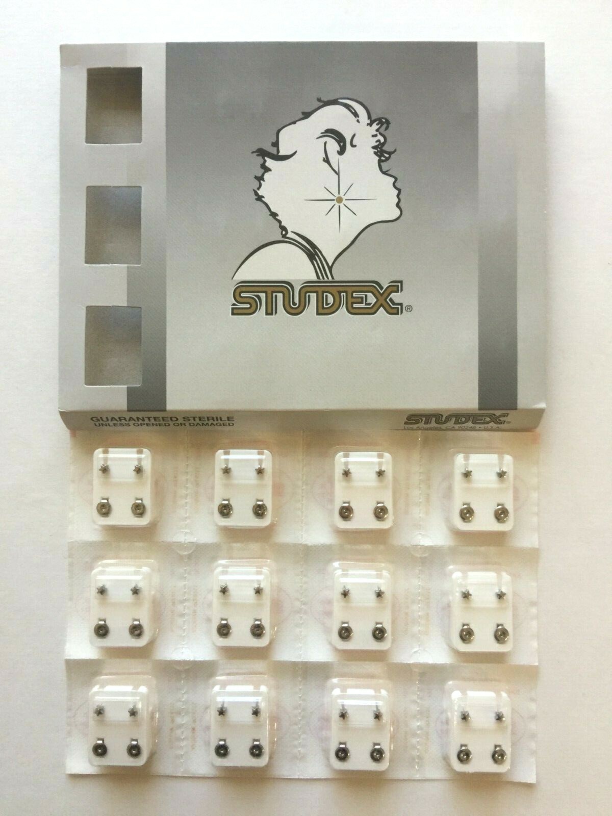 STUDEX EAR PIERCING STAINLESS EARRINGS 12 PAIR 3mm REGULAR STAR - R501W
