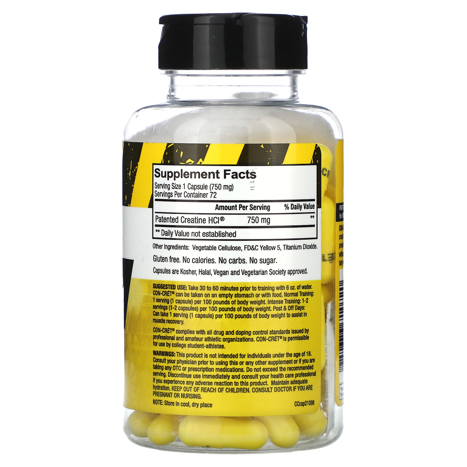 Con-Cret Creatine HCl, 750 mg, 72 Capsules
