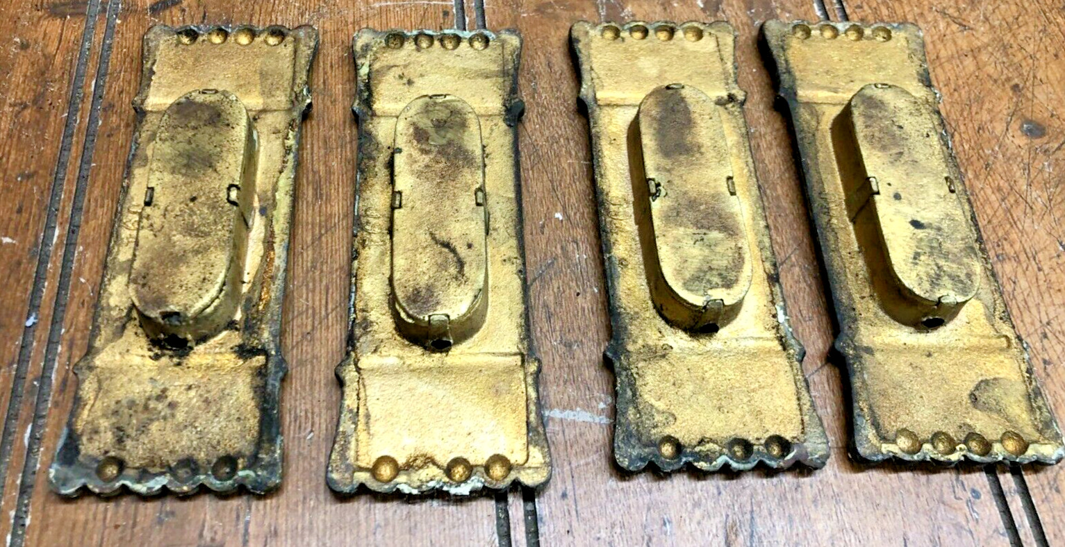 4 Vintage Decorative Heavy Brass Window Sash Pocket Pull Handles